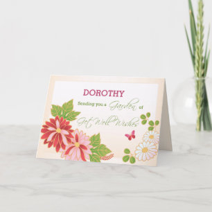 Custom, Personalize Name Get Well Wishes, Flowers, Card