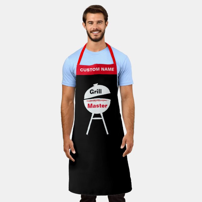 Custom Personalize Name Grill Chef Mens Womens Apron (Worn)