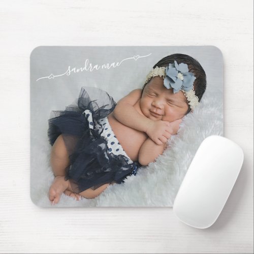 Custom Personalize Photo And Baby Name Template Mouse Pad