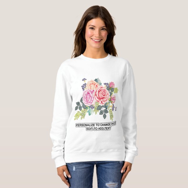 Custom Personalize Photo Artwork Quote Women's Sweatshirt (Front Full)