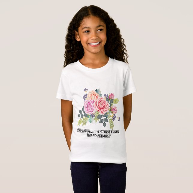 Custom Personalize Photo Artwork Text Girls Fine T-Shirt (Front Full)