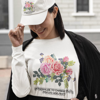 Custom Personalize Photo Artwork Women's Floral T-Shirt