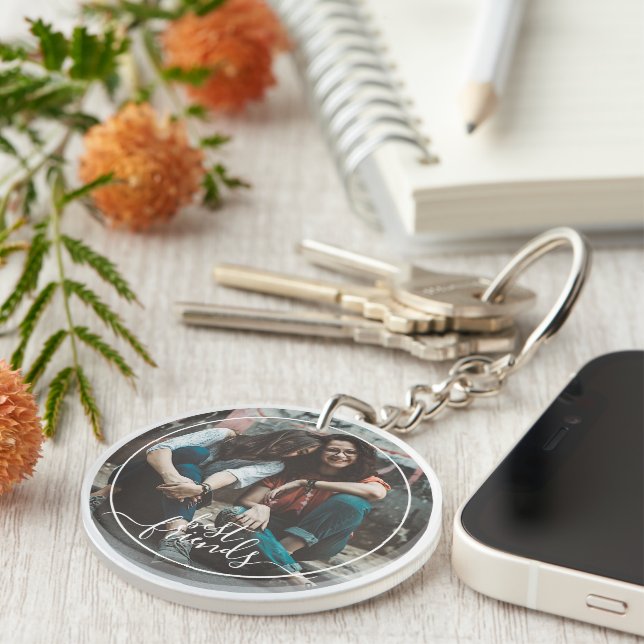 Custom Personalize Photo Best Friends Ever Keychain (Front Right)