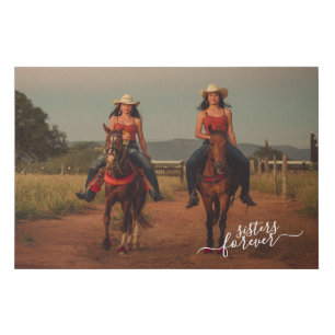 Custom Personalize Photo Template w/ Sisters Text Faux Canvas Print
