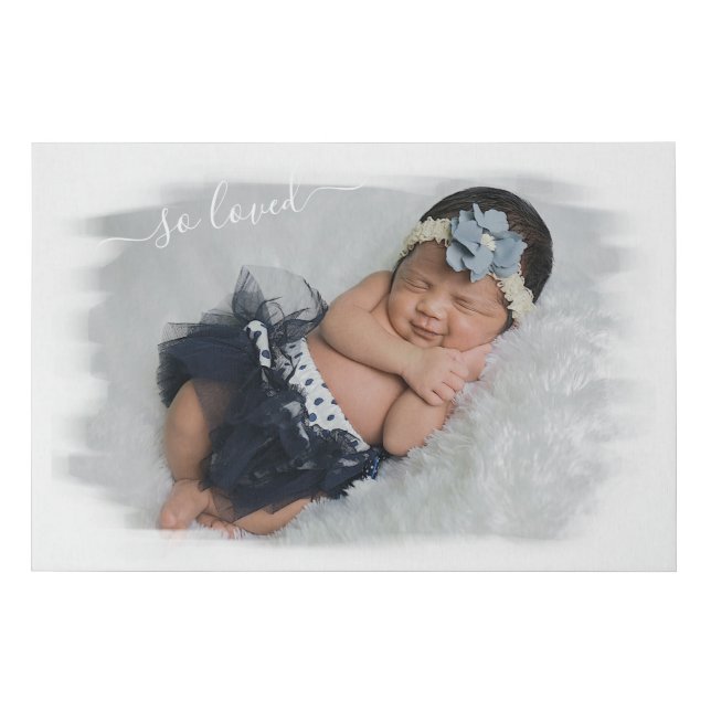 Custom Personalize Photo Template w/ So Loved Text Faux Canvas Print (Front)