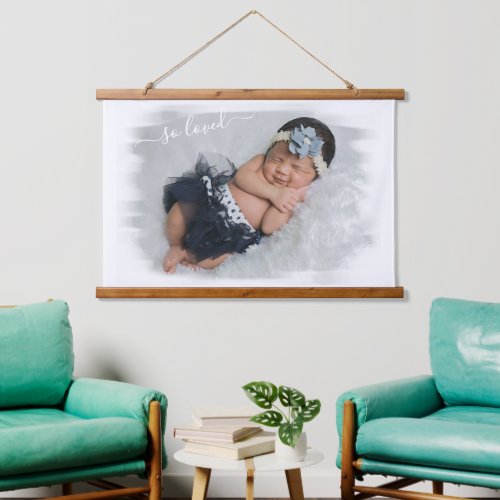 Custom Personalize Photo Template w So Loved Text Hanging Tapestry