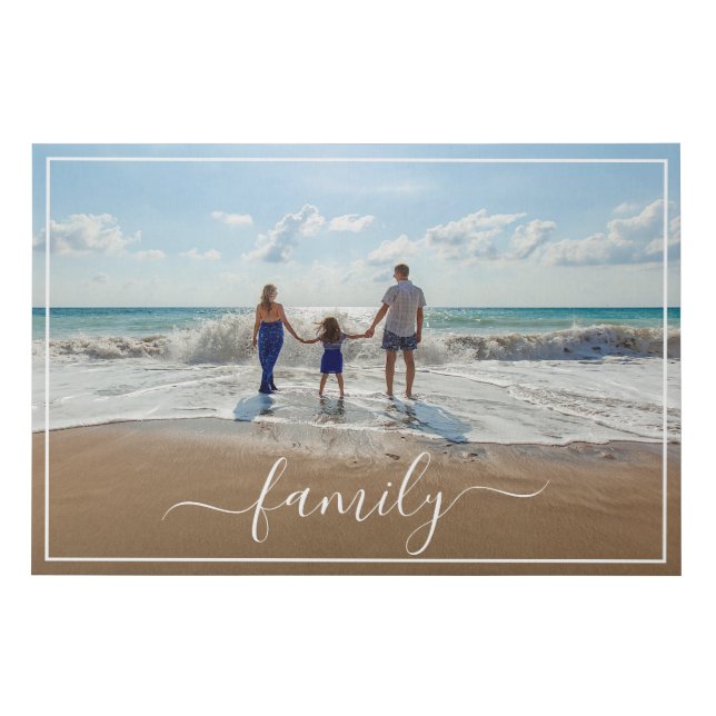 Custom Personalize Photo Template with Family Text Faux Canvas Print (Front)