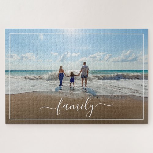 Custom Personalize Photo Template with Family Text Jigsaw Puzzle