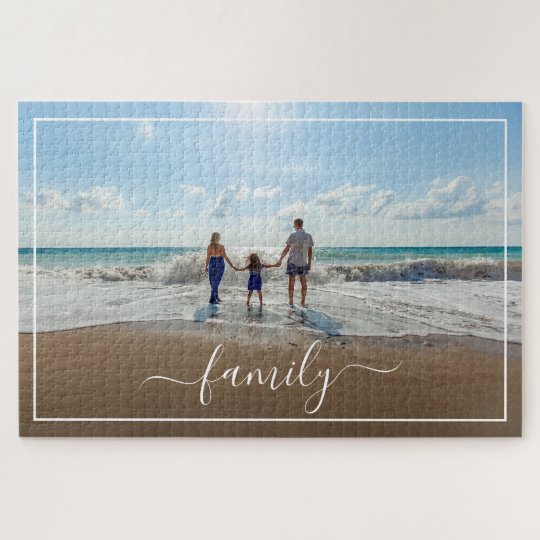 Custom Personalize Photo Template with Family Text Jigsaw Puzzle ...