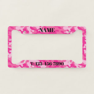 Custom Personalize Pink Camo Small Business Beauty License Plate Frame