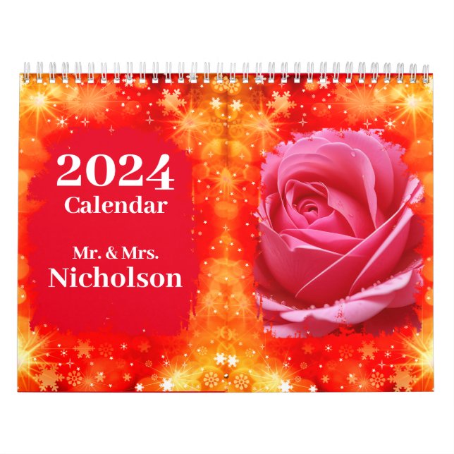 CUSTOM PERSONALIZE RED ROSES CALENDAR (Cover)