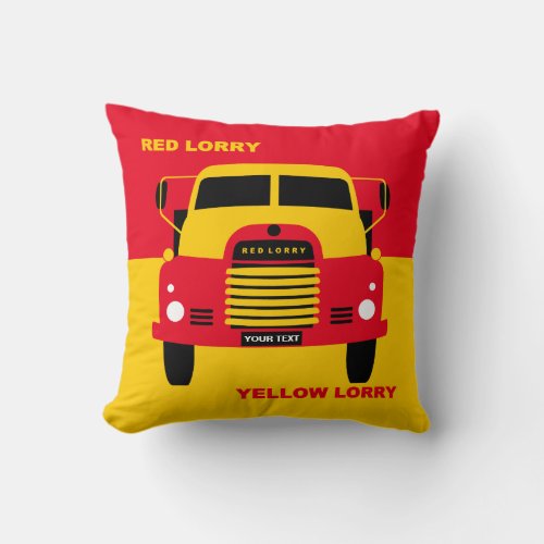Custom Personalize Retro Red Lorry Yellow Lorry Throw Pillow