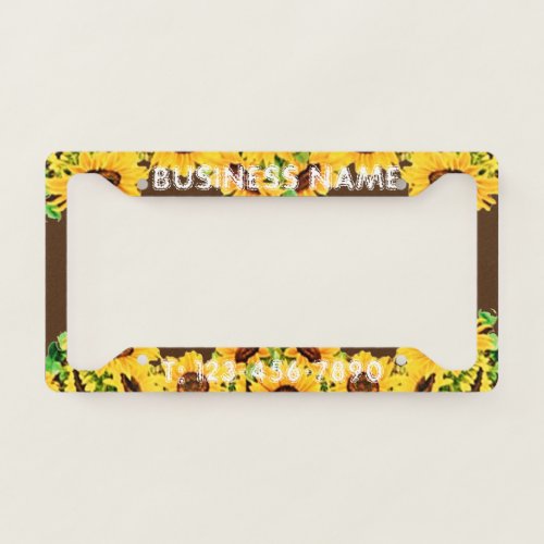 Custom Personalize Sunflower Small Business Garden License Plate Frame