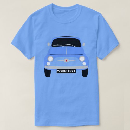 Custom Personalize Vintage classic Blue Fiat 500 T_Shirt