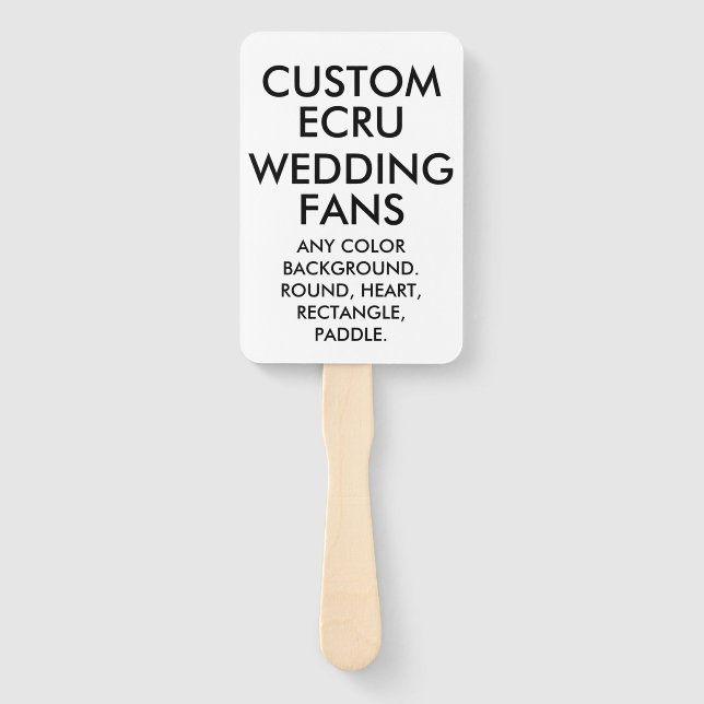 Custom Personalized 10 RECTANGLE ECRU WEDDING FANS (Front)