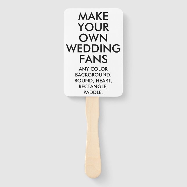 Custom Personalized 10 RECTANGLE ECRU WEDDING FANS (Front)