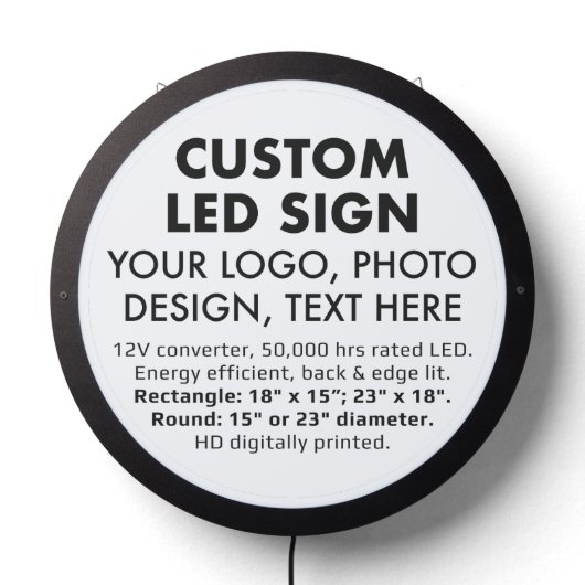 Custom Personalized 15" Round LED Sign Blank (Lights Off)
