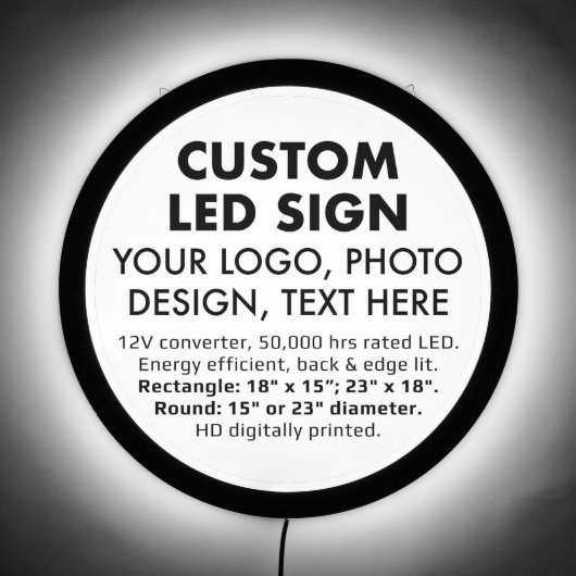 Custom Personalized 15" Round LED Sign Blank (Front)
