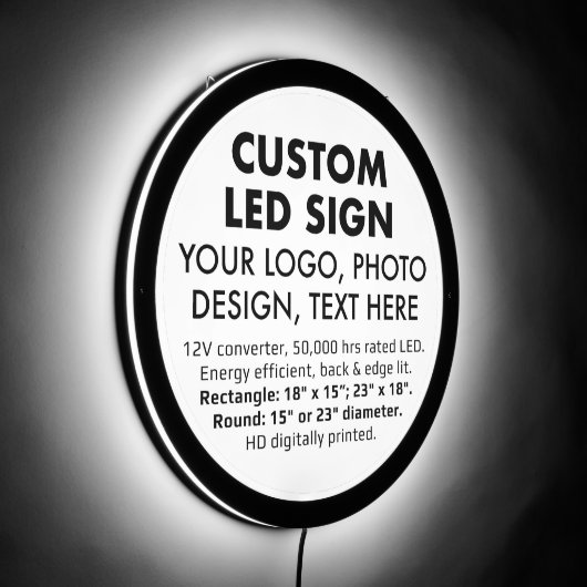 Custom Personalized 15" Round LED Sign Blank (Angle)