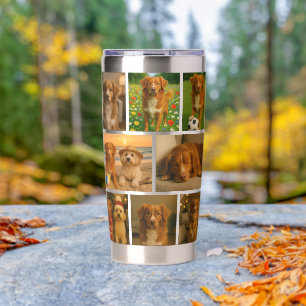 Custom personalized 16 photo collage template insulated tumbler