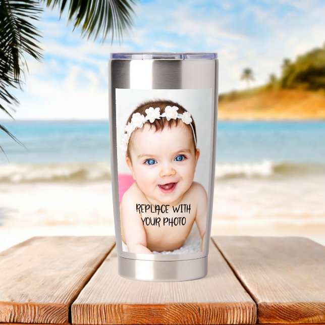 Custom  personalized (2 sided) insulated tumbler (Beach (Rotated))