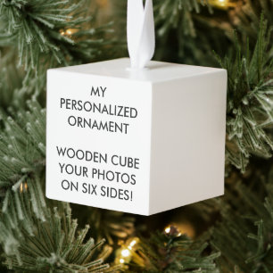 Custom Personalized 2" WOOD PHOTO CUBE ORNAMENT