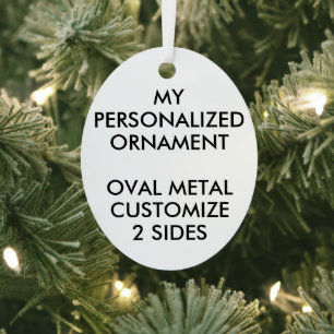Custom Personalized 3" OVAL METAL ORNAMENT