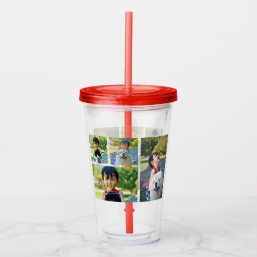 Custom Personalized 4 Photo Full Color Gift Acrylic Tumbler