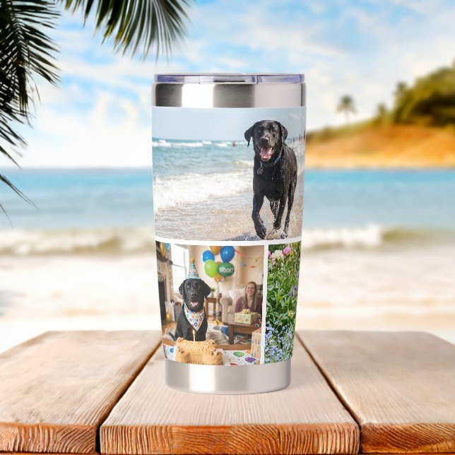 Custom  personalized 4 Photo Full Wrap Insulated Tumbler (Beach (Rotated))