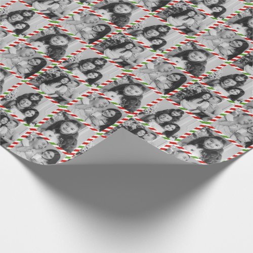 Custom Personalized 4 Photos Black White Filter Wrapping Paper