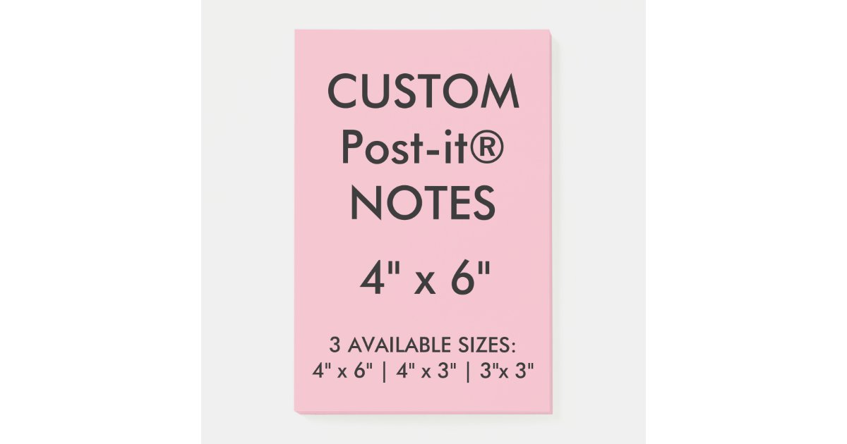 Custom Personalized 4" x 6" Postit® Notes Blank Zazzle