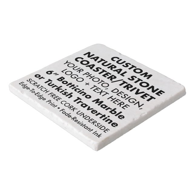 Custom Personalized 6" Natural Stone Marble Trivet (Corner)