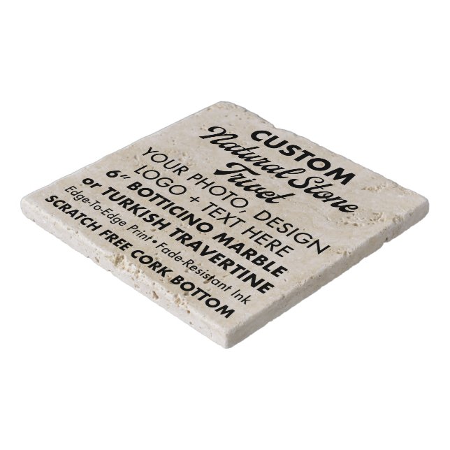 Custom Personalized 6" Travertine Trivet (Corner)