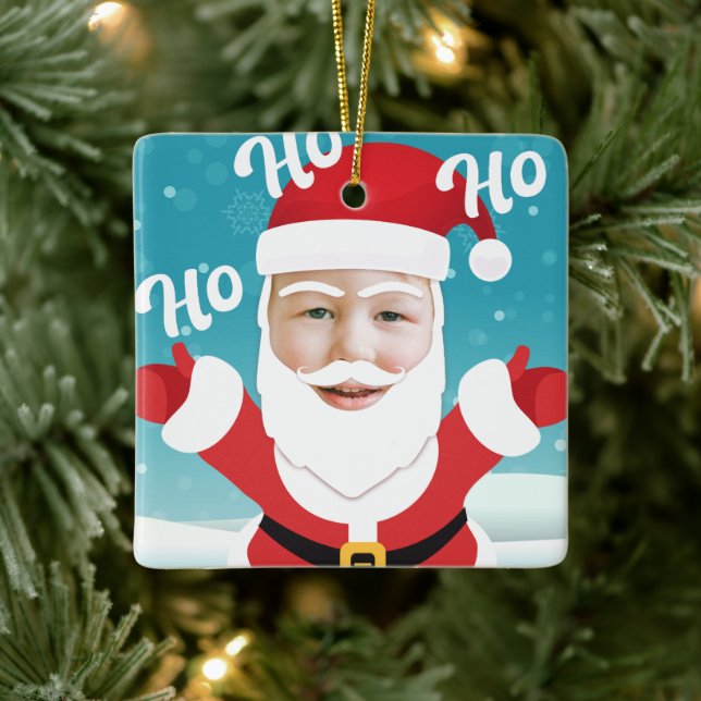 Custom Personalized Add your Own Photo Christmas Ceramic Ornament (Tree)