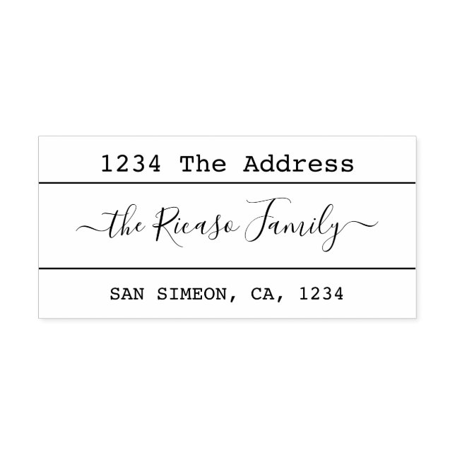 Custom Personalized Address Elegant Scroll Text Rubber Stamp (Imprint)