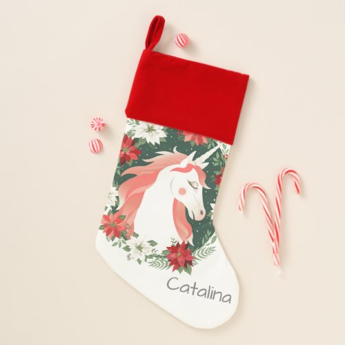 Custom Personalized Adorable Christmas Unicorn Christmas Stocking