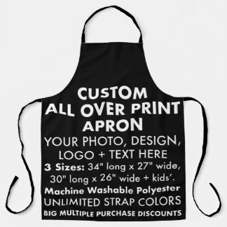 Custom Personalized All Over Print Apron Black (L)