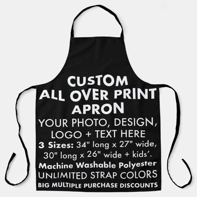 Custom Personalized All Over Print Apron Black (L) (Front)