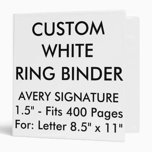 Custom Personalized Avery 1.5" Ring Binder, Letter 3 Ring Binder (Front/Inside)