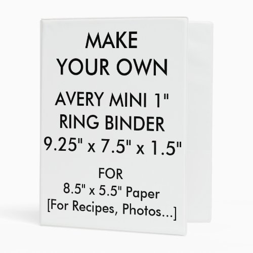 Custom Personalized Avery Mini 1 Ring Binder
