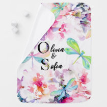 Custom personalized baby blanket floral watercolor