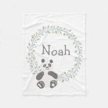Custom Personalized Baby Blanket Panda Bear