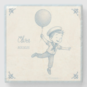 Custom personalized baby boy name stone coaster