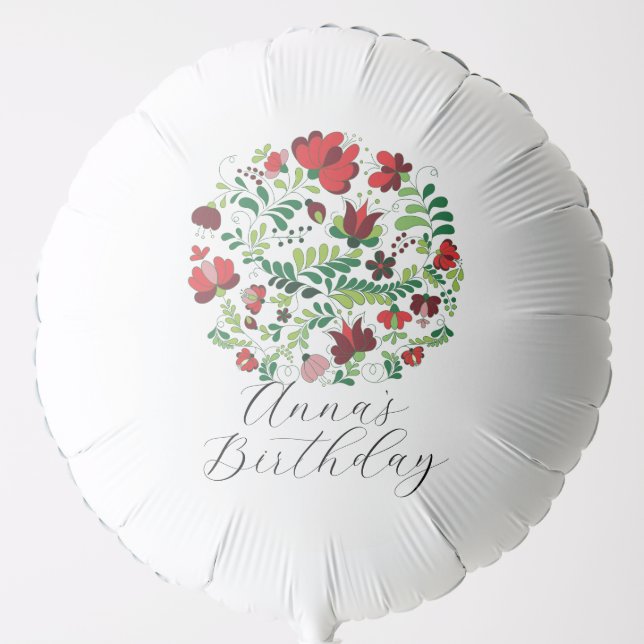 Custom Personalized Baby Name Floral Design  Balloon (Front)