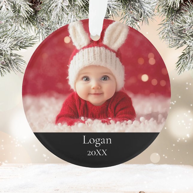 Custom Personalized Baby Photo Christmas Ornament (Add a personal touch to your holiday decor with this adorable custom photo keepsake.)