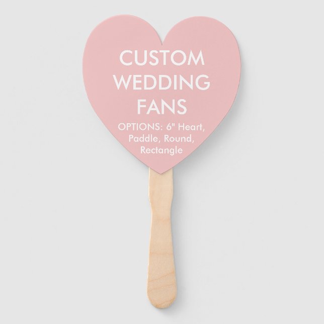 Custom Personalized BABY PINK HEART WEDDING FANS (Front)