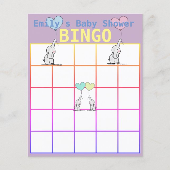 Custom Personalized Baby Shower Bingo Cards Flyer (Front)