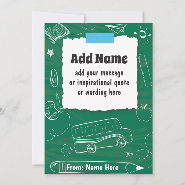 CUSTOM Personalized Back to School and End of Year Holiday Card (Front)