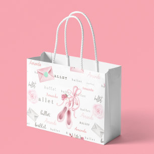 Custom Personalized Ballerina Ballet Pink Large Gift Bag