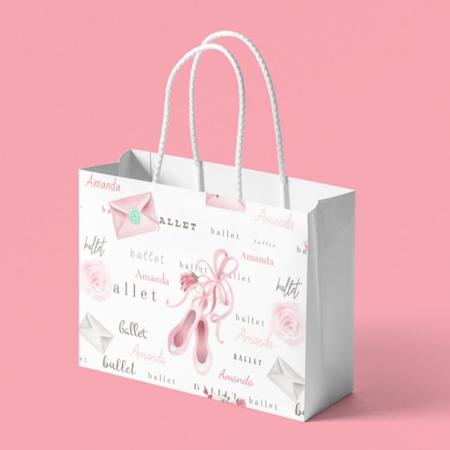 Custom Personalized Ballerina Ballet Pink Large Gift Bag (Creator Uploaded)